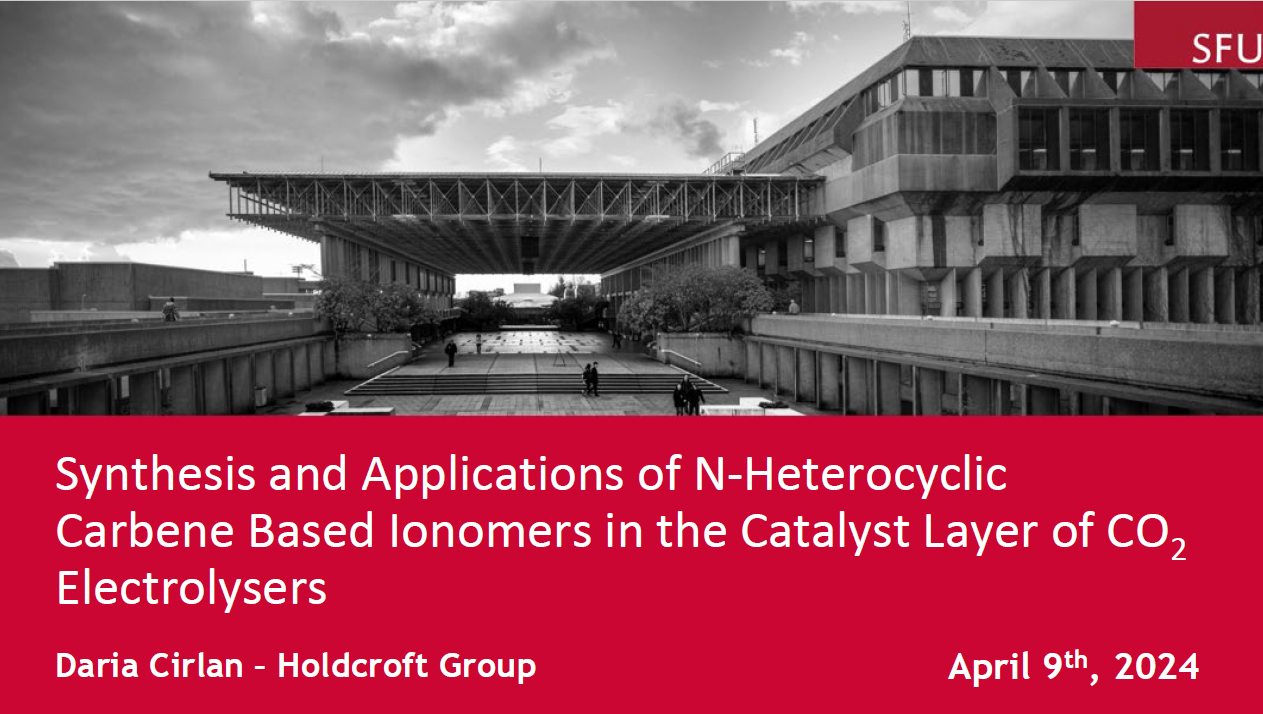 title slide with presentation title and image of SFU building 